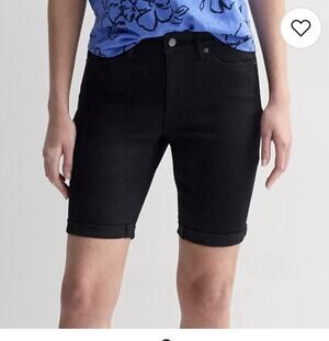 Sonoma Goods For Life Plus Size 2X High Rise Bermuda Denim Shorts NEW Black